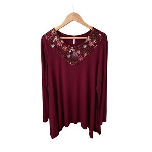 Popyoung Long Sleeve Boho Tunic Casual Swing Blouse Shirt Top NWT Size XL